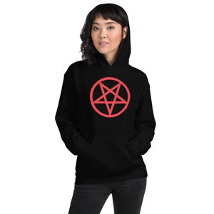 Red Classic Inverted Pentagram Occult Symbol Unisex Hoodie Sweatshirt