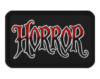 HORROR Iron On Patch – Gothic Embroidered Applique, DIY Gift for Horror Fans & Alternative Fashion Lovers