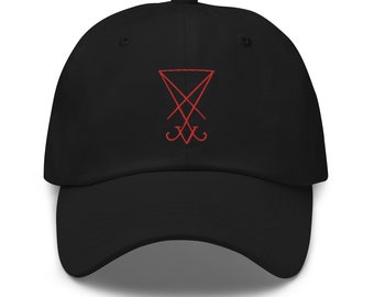 Red Thread Sigil of Lucifer Symbol The Seal of Satan Embroidered Baseball Cap Dad hat