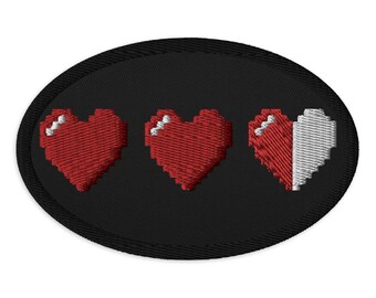 Zelda Heart Container - 8 Bit Iron on Patch - Shiny Metallic
