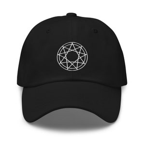 9 Point Star Pentagram Occult Symbol Embroidered Baseball Cap Slipknot Dad hat White Thread