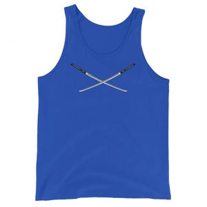 Dual Samurai Swords Anime Warrior Men&#39;s Tank Top Shirt
