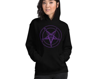 Sigil of Baphomet Insignia of Satan Unisex Hoodie Sweatshirt Purple Print