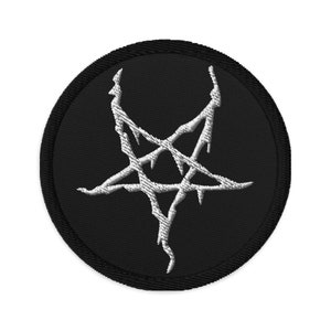 Black Metal Style Inverted Pentagram Embroidered Patch Satanic Ritual