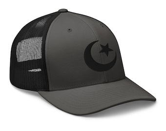 Star and Crescent Moon Black Ancient Symbol Trucker Cap Snapback Hat