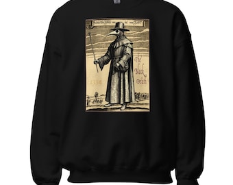 Plague Doctor 1334 Gothic Sweatshirt – Black Death Pullover, Horror Alt Streetwear, Unisex Dark Aesthetic Pre-shrunk Fit