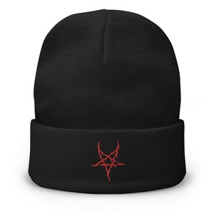 Lightning Bolt Pentagram Satanic Symbol Embroidered Cuffed