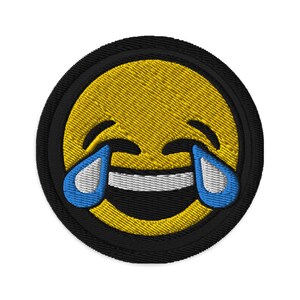 Tears of Joy Emoji Embroidered Patch Crying Emoticon