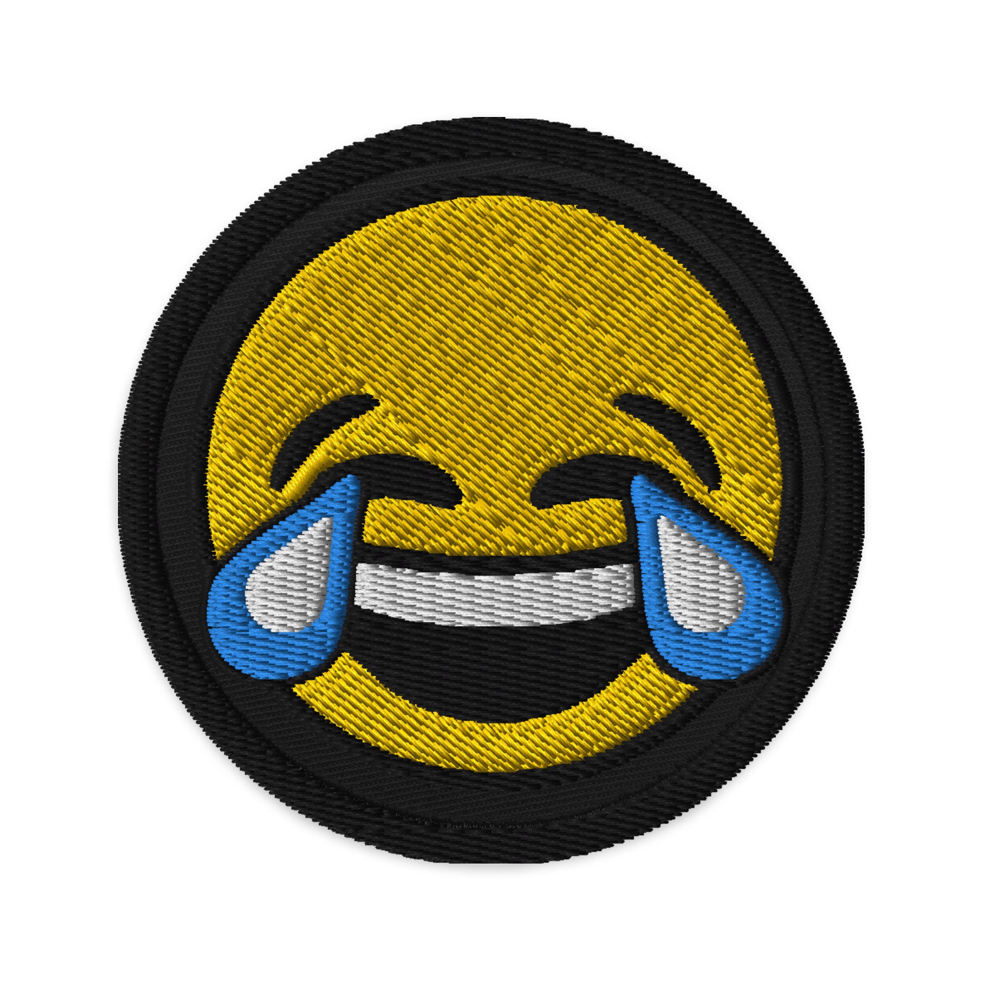 Tears of Joy Emoji Embroidered Patch Crying Emoticon