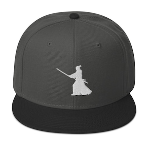 Ronin Samurai Warrior Swordsman Embroidered Flat Bill Cap Snapback Hat