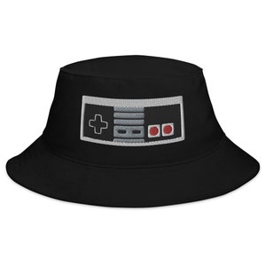 Classic 80&#39;s Game Controller Embroidered Bucket Hat Retro Gaming