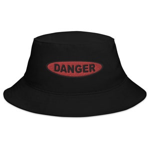 Red Danger Sign Embroidered Bucket Hat Warning