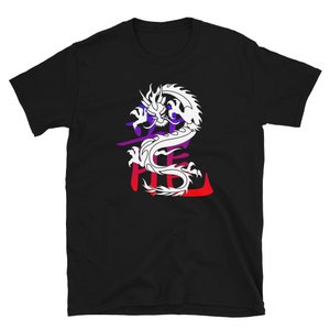 Camiseta de manga curta Dragão Chinês da Sorte com Símbolo Antigo