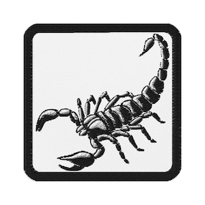 Scorpion Patch – Deadly Sting Embroidered Iron On Applique for Gothic Jackets, Bags, Alt Fashion, Dark Streetwear DIY Accessory