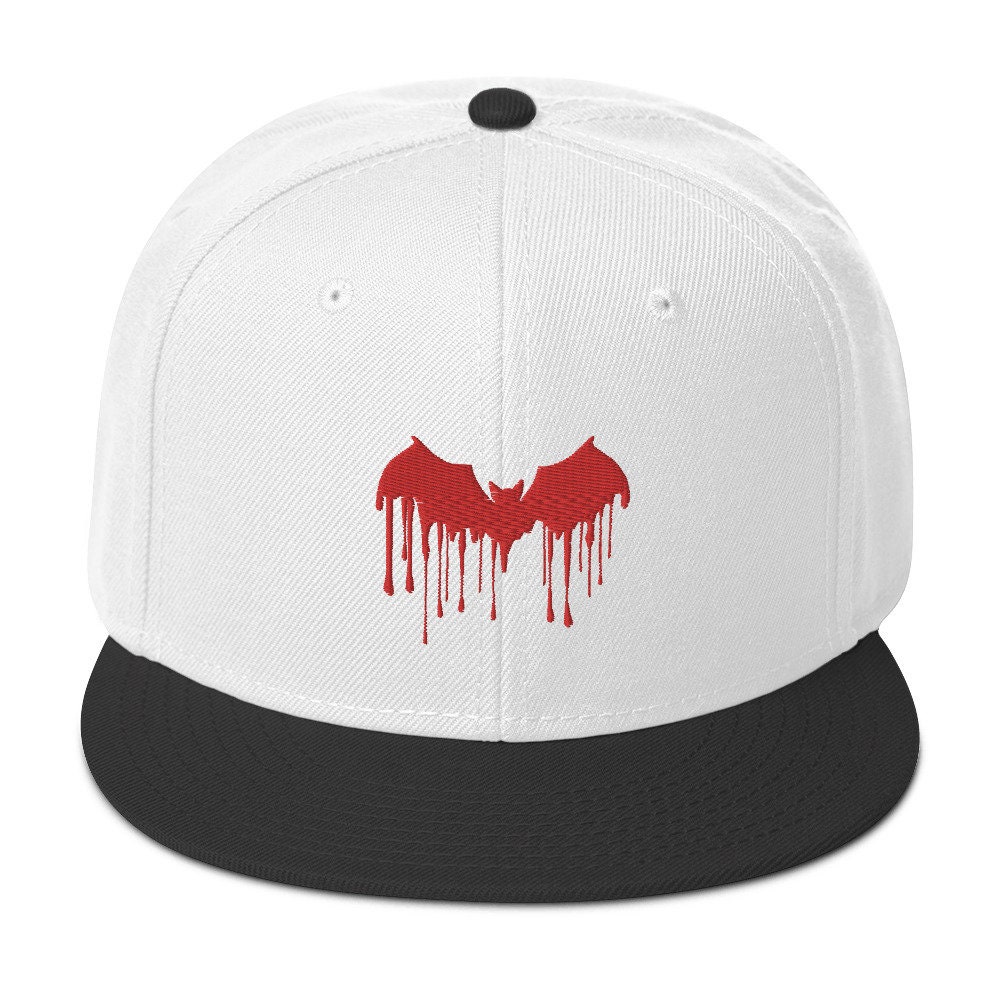 Red Vampire Bat Blood Drip Embroidered Flat Bill Cap Snapback Hat - Etsy