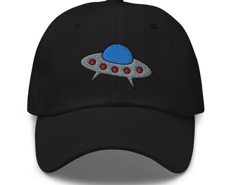 宇宙船 UFO 空飛ぶ円盤 刺繍入り 野球帽 お父さん帽子