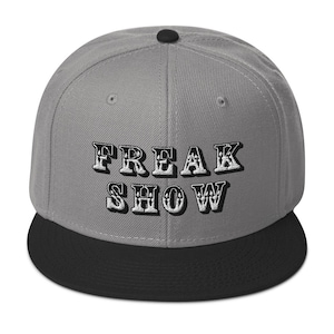 White Circus Freak Show Embroidered Flat Bill Cap Snapback Hat