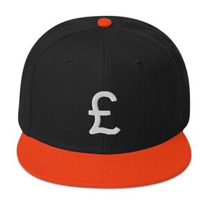 The British Pound Sterling Symbol Money Currency Embroidered Flat Bill Cap Snapback Hat