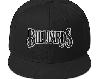 Billiards Pool Hall Snapback Hat – Embroidered Flat Bill Cap for Cue Sports Players & Alternative Streetwear