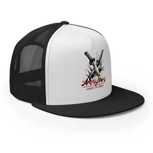 Katana Splash Samurai Sword Snapback – Anime Flat Bill Trucker Cap, Gothic Alt Streetwear Hat, Adjustable Unisex Fit