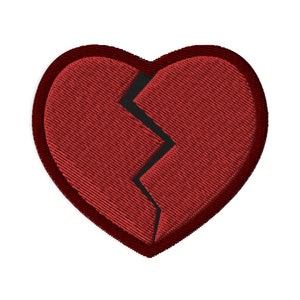 Small Broken Heart Embroidered Iron On Patch – Patch Collection
