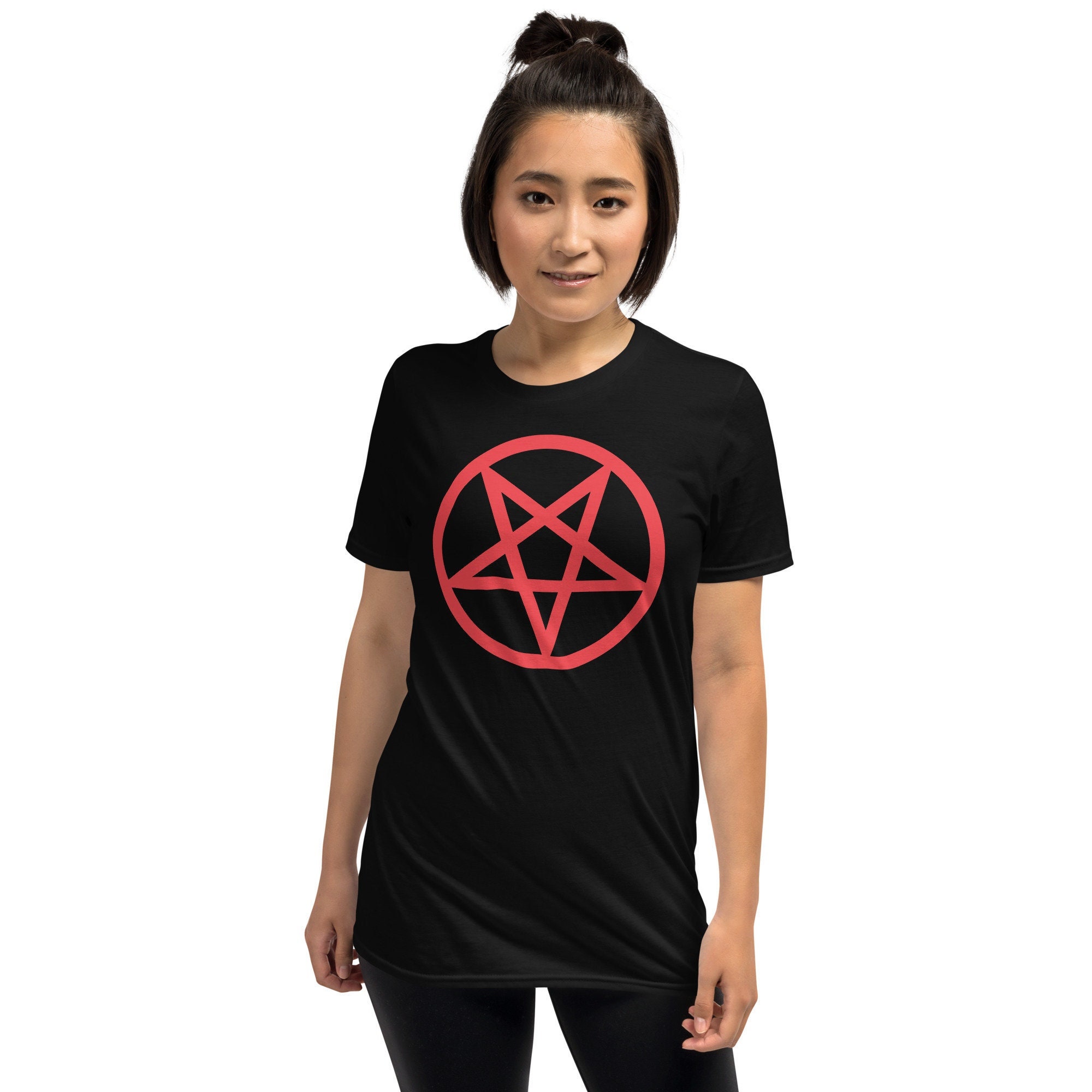 Red Classic Inverted Pentagram Occult Symbol Men's Short-sleeve T-shirt ...