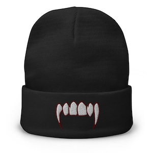 Vampire Fangs Embroidered Cuff Beanie Bram Stoker&#39;s Dracula Teeth