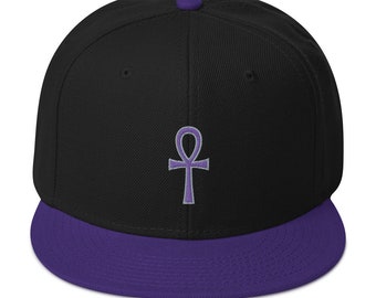 Lila The Key of Life Ankh Egyptian Broderad Flat Bill Cap Snapback-keps