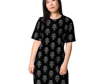 Ankh Egyptian Symbol T-Shirt Dress – Occult Alt Oversized Streetwear Gift for Women