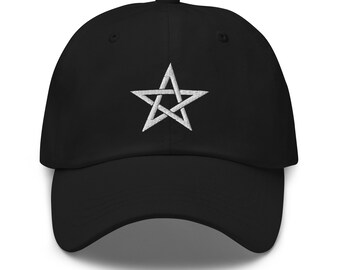 Wiccan Woven Pentagram Symbol Embroidered Baseball Cap 5 Point Star Dad hat