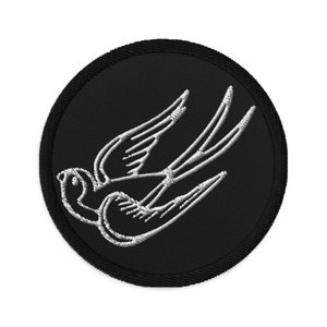 Falling Sparrow Tattoo Style Bird Embroidered Patch