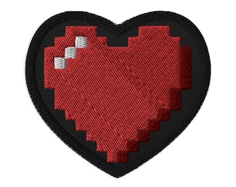 Retro 8 Bit Video Game Pixelated Heart Gestickter Patch