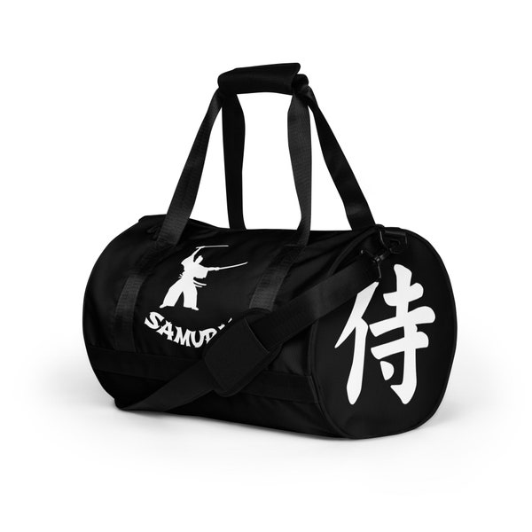 Samurai Warrior Mask & The Japanese Kanji Duffle Gym Bag