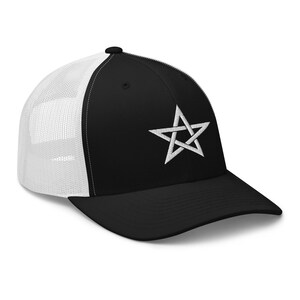 Weiß Wicca Woven Pentagramm Symbol Trucker Cap Snapback Hut