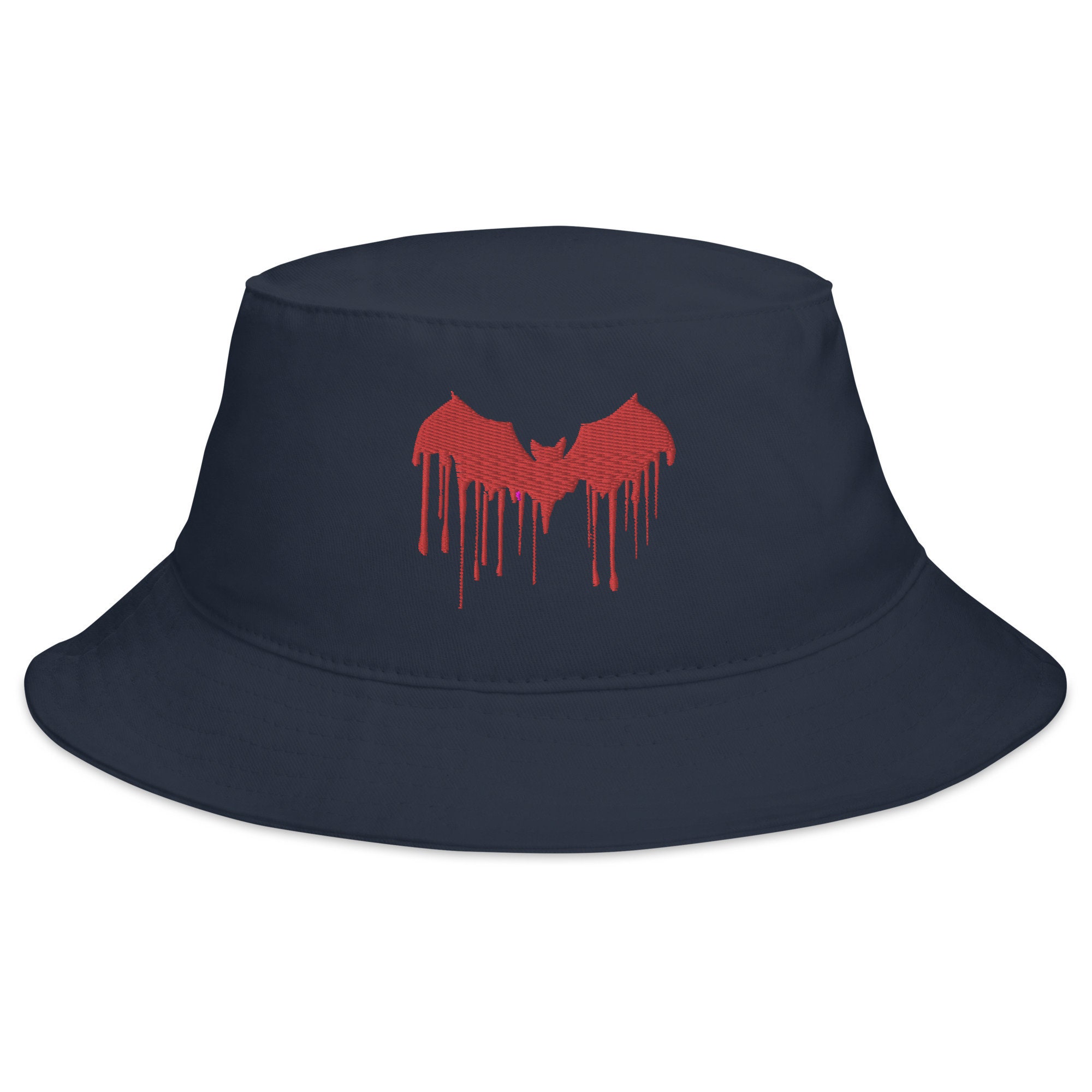 Red Vampire Bat Blood Drip Embroidered Bucket Hat - Etsy