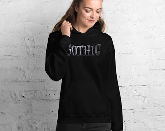 Gothic Spider Web Style Letters Dark Goth Unisex Hoodie Sweatshirt