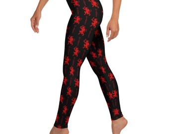 Zwarte Krampus Gothic Leggings – Donkere kersthorrorbroek, rekbaar cadeau