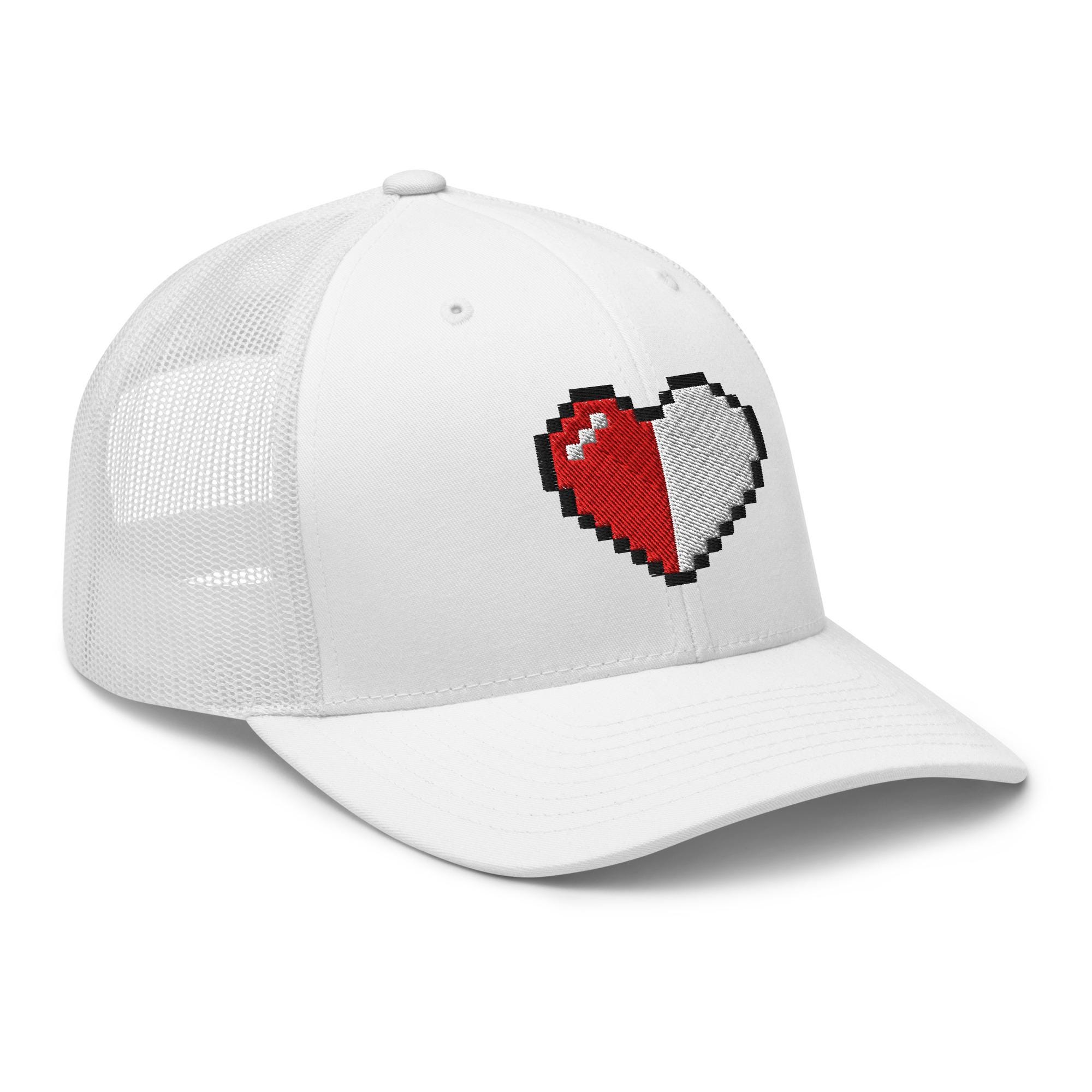 Retro 8 Bit Video Game Pixelated Half Life Heart Trucker Cap