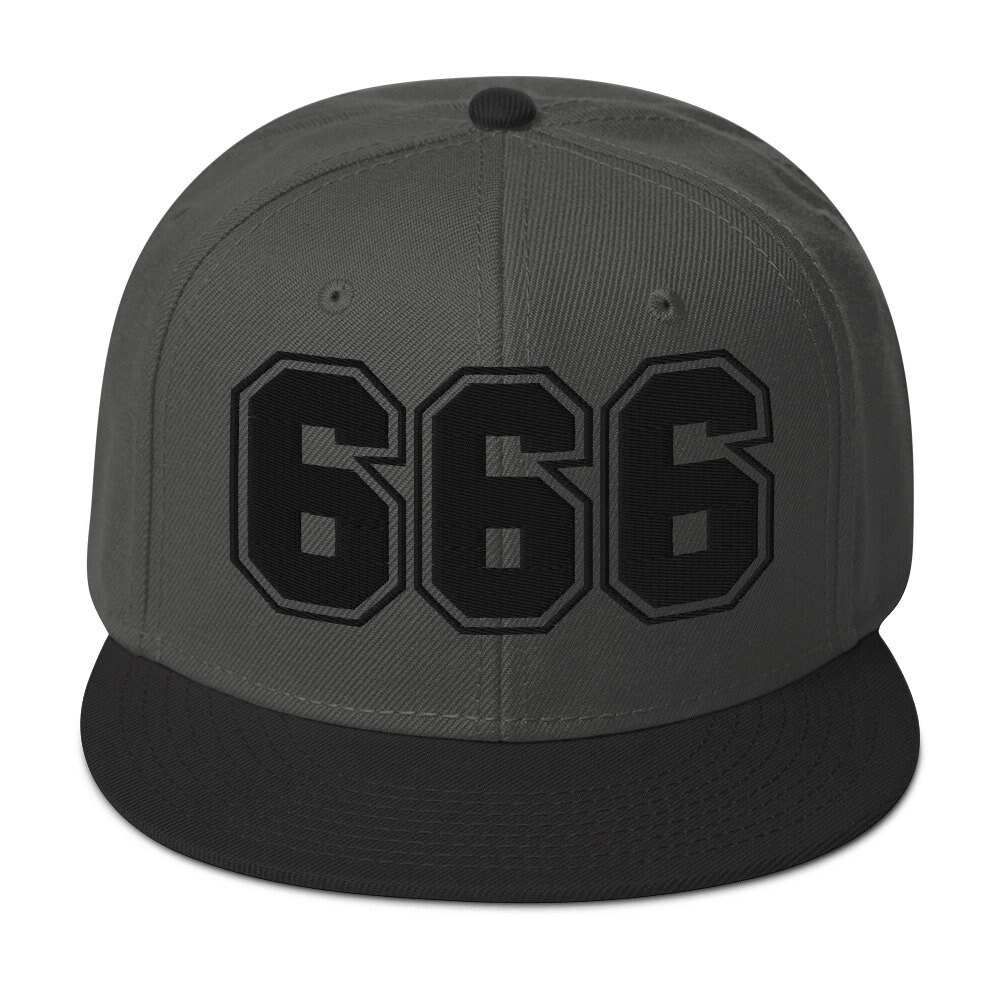 Black 666 the Number of the Beast Evil Embroidered Flat Bill Cap