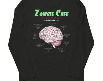 Zombie Cafe Brains Menu Horror Women's Fashion Long Sleeve Shirt
