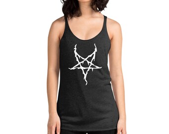 Weißes Pentagramm Black Metal Style Damen Racerback Tank