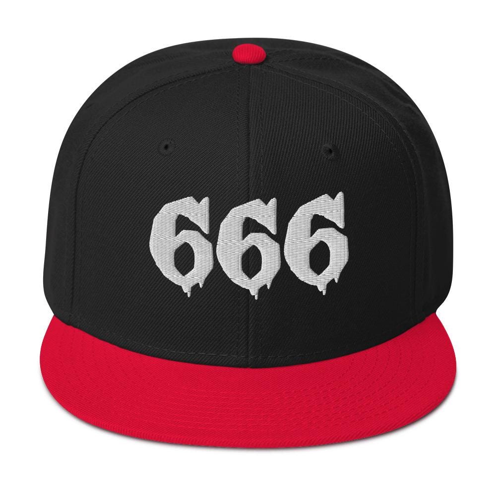 White 666 Snapback Hat – Occult Flat Bill Cap, Number of the Beast