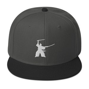 Samurai Two Sword Technique Embroidered Flat Bill Cap Snapback Hat