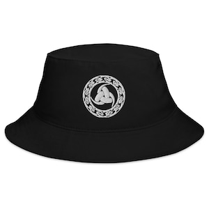 Odin&#39;s Knot - The Valknut Embroidered Bucket Hat Celtic Knots