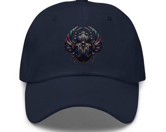 Mechanical Scarab Beetle Dad Hat – Occult Symbol Gothic Baseball Cap | Dark Aesthetic Egyptian Bug