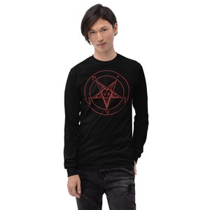 Sigil of Baphomet Insignia of Satan Men’s Long Sleeve Shirt Red Print