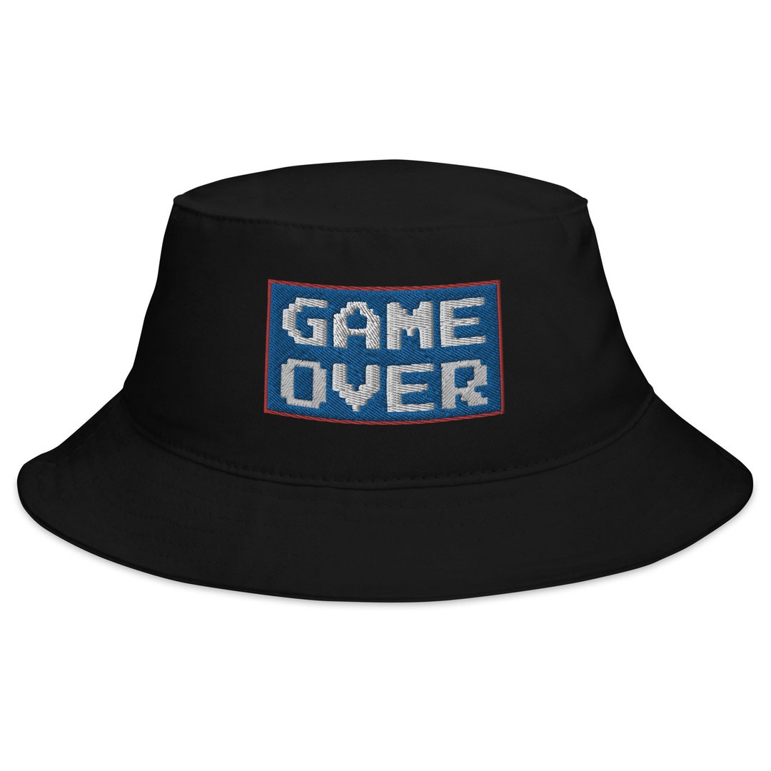 Game Over 8 Bit Embroidered Bucket Hat 80's Classic Gaming Style - Etsy