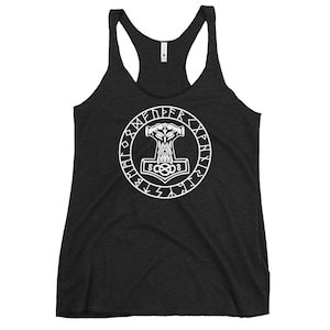 Wikinger Runen mit Mjölnir Thorshammer Damen Racerback Tank Top Shirt