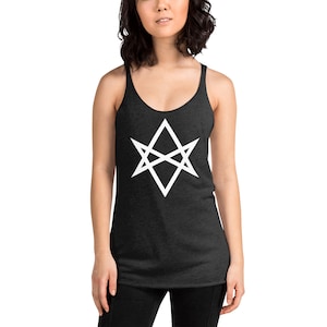 White Unicursal Hexagram Six Pointed Star Women&#39;s Racerback Tank Top Shirt