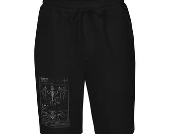 Bat Skeleton Blueprint Fleece Shorts Gothic Anime Gift Dark Academia Taxidermy Lounge Shorts